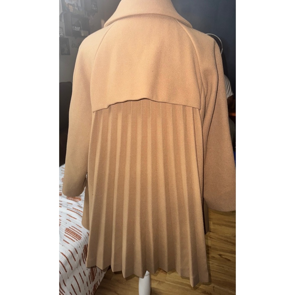 J. Jill Camel Brown Pleated Back Swing Coat Petite XL Notched Lapel Outerwear